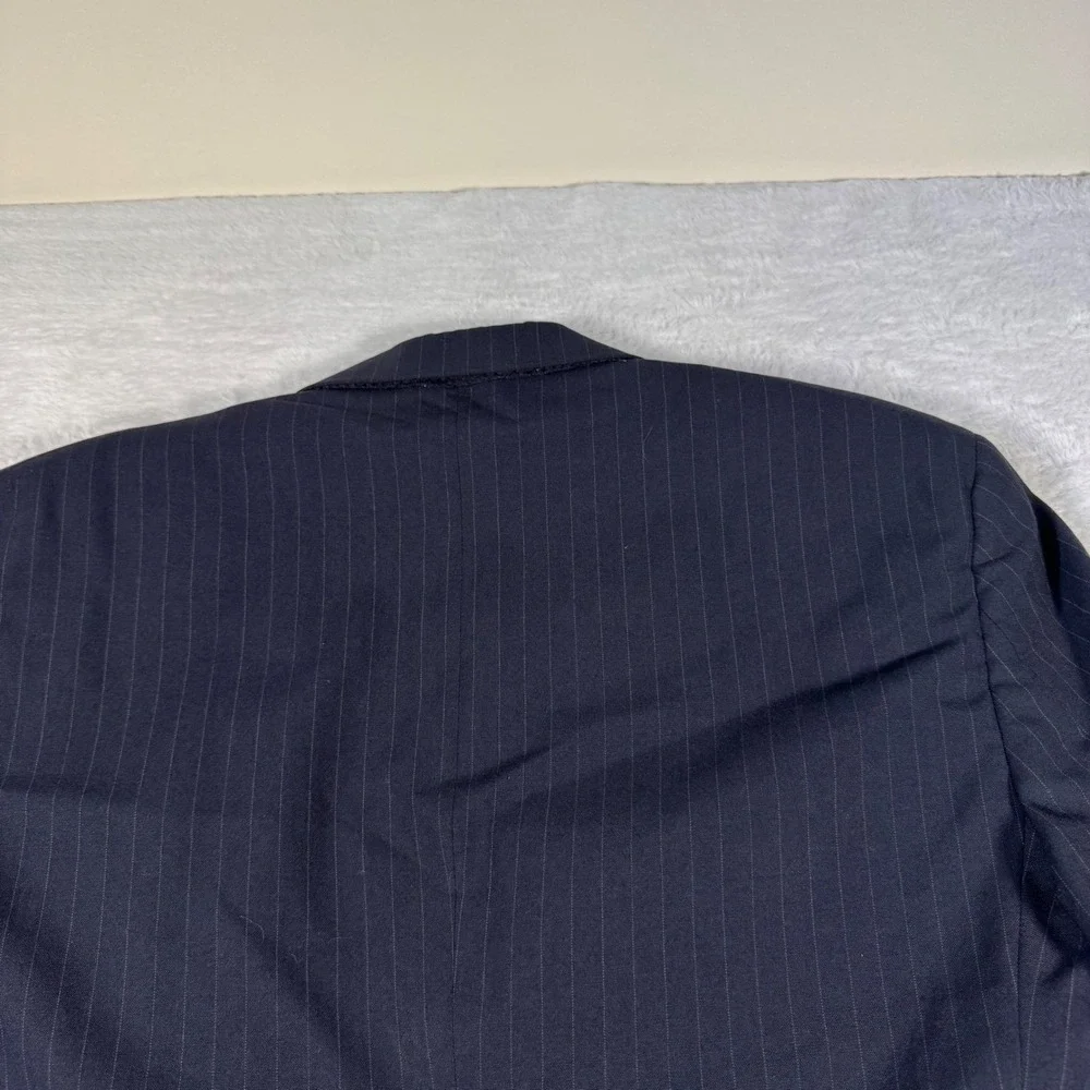 Vintage Graham‎ & Gunn Suit Jacket Mens 40R Navy Blue Pinstripe Blazer Wool 1990